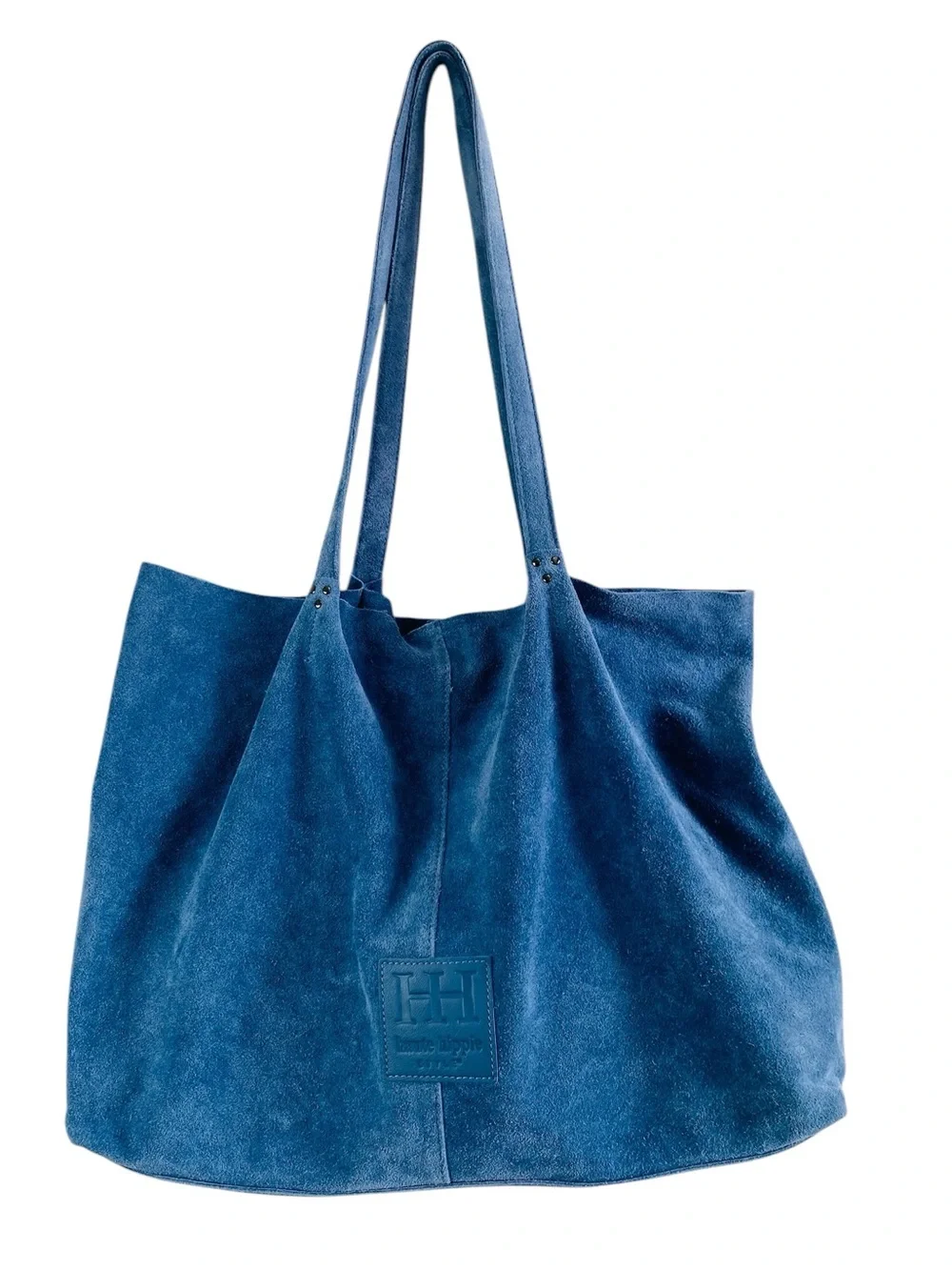 Haute Hippie Blue Suede Cinch Tote W/ Interior Pouch - Picture 1 of 8